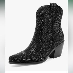 Oh Mispares! Black Rhinestone Ankle Boots